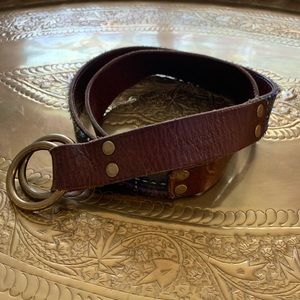 LUCKY BRAND Brown Leather & Plaid Reversible Belt